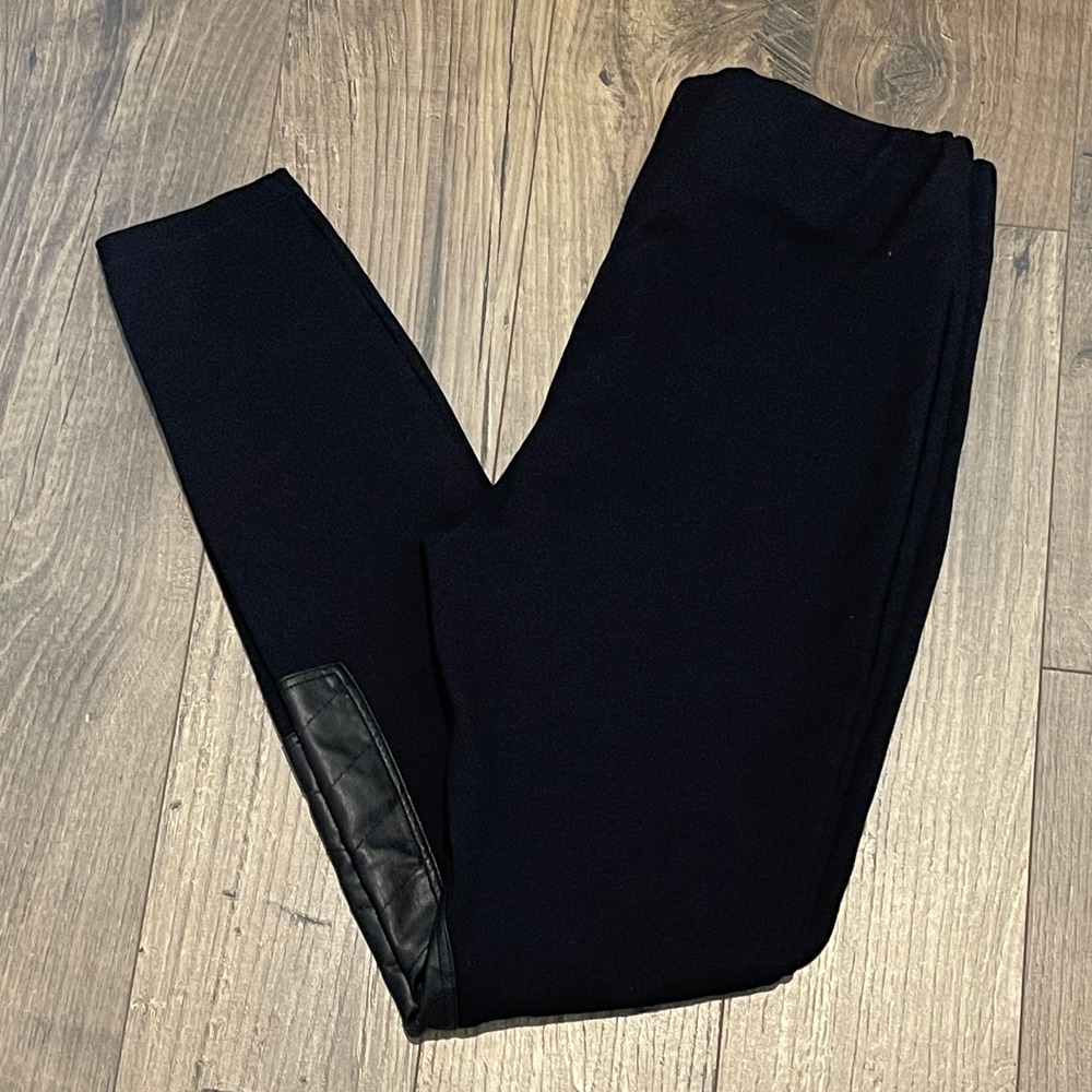 Lauren Ralph Lauren Black Equestrian Leggings Quilted Knee Patch Pants SP